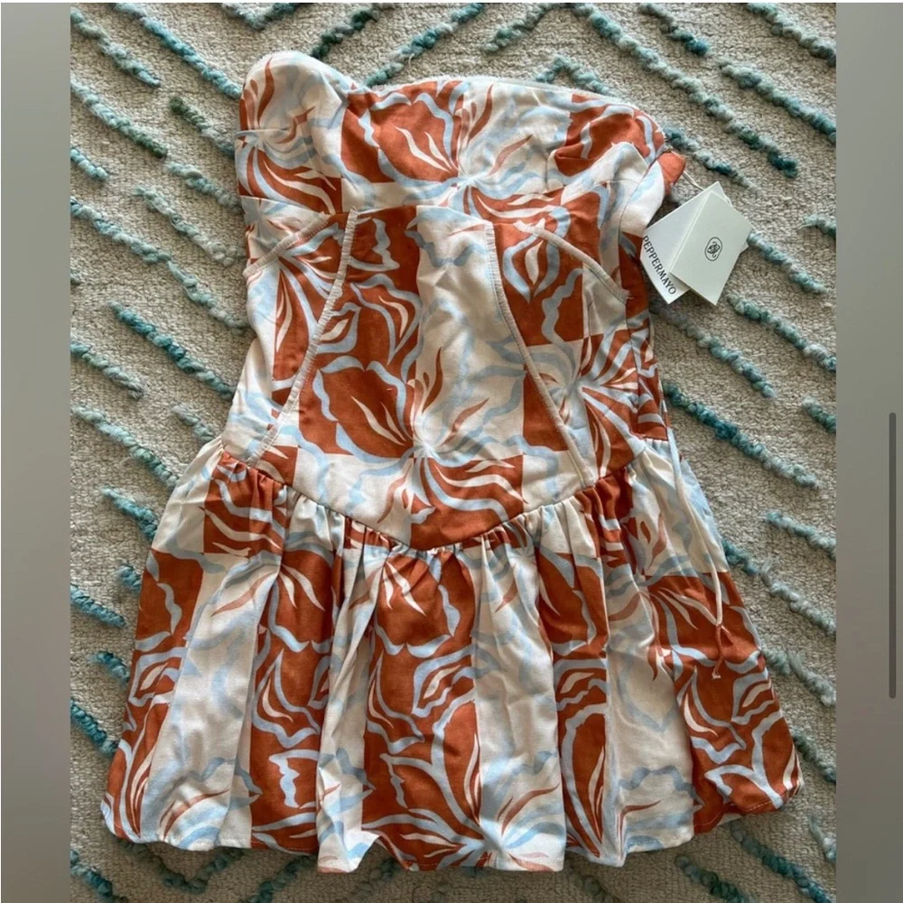 Peppermayo Orange and White Mini Dress - Picture 9 of 9